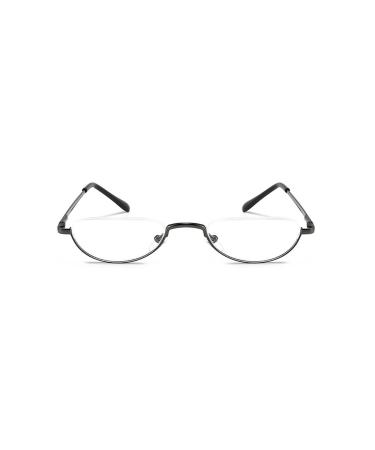 Retro Half Moon Reading Glasses for Men Women Lightweight Metal Half Frame Computer Reader Anti Eyestrain Glasses (Color : Black Size : 2.0x)