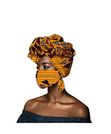 African Head Wrap Wax Cotton Headtie African Headscarf Print Ankara Bandana Matching Print Headwraps Earrings Mask 649