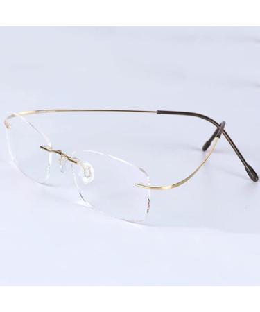 Buli reading glasses 1.00 Titan glasses with presumption ultra -light marginal optics reading aid Invisible computer glasses for men (color: gold size: +3.0)