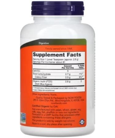 Now Foods Organic Highly Dosed Inulin 227g Vegan Powder - Buy Online on GoSupps.com