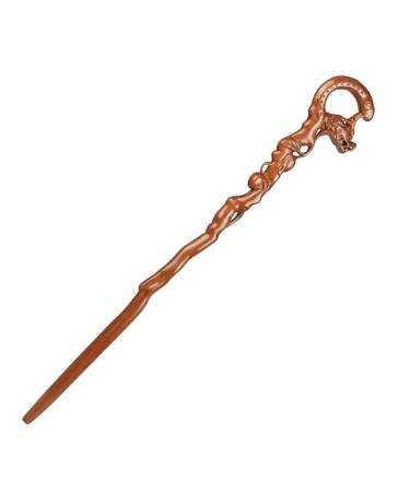 BJH Wooden Walking Stick Hand Carved with Dragon S Head Shape Handle Interesting