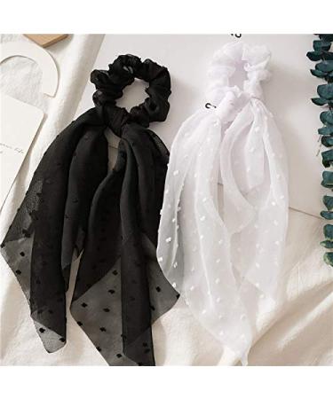 SCRMROIA Polka Dot Daisy Flower Hair Scarf Scrunchies - 3 Pack Silk Satin Scrunchy Bowknot Hair Bands for Women & Girls - Buy Online on GoSupps.com