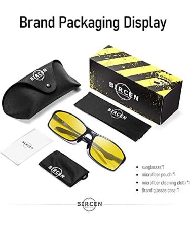 Bircen Night Vision Glasses for Driving - HD Anti Glare Al-Mg Frame for Men and Women - Buy Online on GoSupps.com