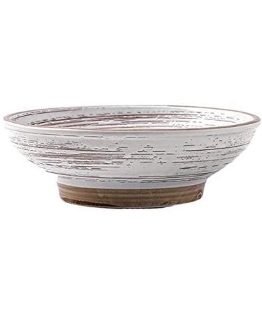 White Home Pasta Bowl 8.7in Large Ceramic Brown Edge Bowl Hotel Tableware Soup Bowl After-Dinner Fruit Salad Bowl for Catering and Home Kitchenware 22.3*12.5*7CM White