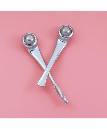 Roller Ball Eye Cream Massager - Stainless Steel Spoon & Combable Eyebrow Eyelash Massager | Size B (Silver) - International Shipping - Buy Online on GoSupps.com