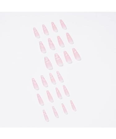 SINHOT Long Coffin Press on Nails Matte Fake Nails with Clouds Hearts Pink Design | 24pcs Acrylic False Nails Set - Buy Online on GoSupps.com