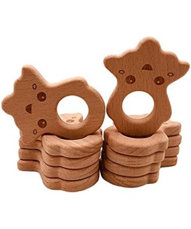 Wendysun 2pcs Cartoon Octopus Shape Wood Teether Set - Natural Beech Teething Toy for Babies - DIY Pendant Nursing Toy - Buy Online on GoSupps.com