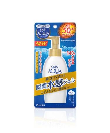 Skin Aqua Rohto New Sunscreen Super Moisture Gel SPF50+/PA+++ 140g (Green Tea Set)