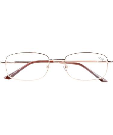 Eyekepper Bridge-Flex Memory Titanium Reading Glasses for Men & Women - Gold +1.5 Spring Hinges International Shipping - Buy Online on GoSupps.com