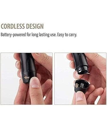 Portable Ear & Nose Hair Trimmer - Painless Eyebrow & Facial Hair Clipper for Men & Women - Battery Operated - Black - Buy Online on GoSupps.com