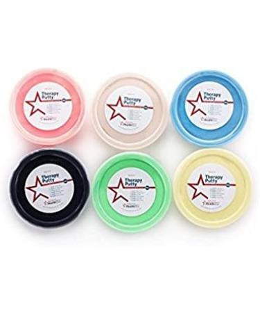 Therapy Putty Hand Exercise Kit - 6 Resistive Strengths 2oz Each (Tan, Yellow, Red, Green, Blue, Black) - Buy Online on GoSupps.com