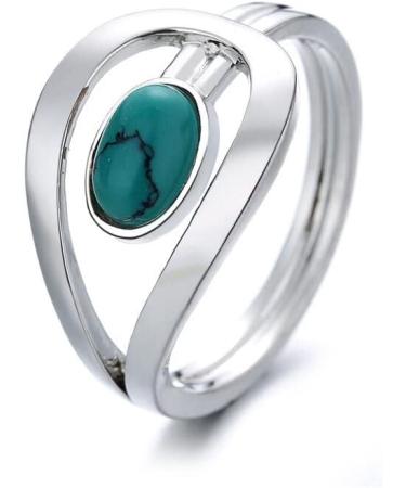 CLSSLVVBN Rings Jewelry Turquoise Silver Lady Finger Antique Ornaments Girls Gemstones Wedding Elegant Valentine Anniversary 7 - Buy Online on GoSupps.com