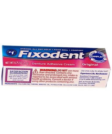 Fixodent Original Denture Adhesive Cream 0.75 oz - Pack of 3 - Buy Online on GoSupps.com
