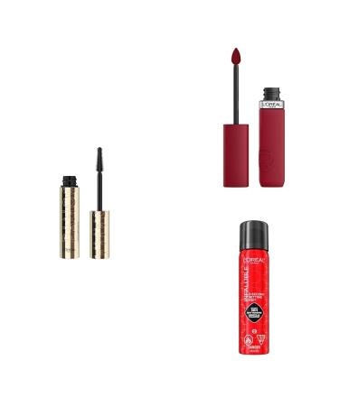L'Oreal Paris Makeup Kit SIGNATURE LOOK Matte Resistance Rouge Paris Liquid Lipstick Voluminous Panorama Mascara Infallible Setting Spray