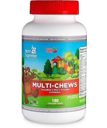 Delicious Kids Multivitamin 180 Vegetarian Chews  Complete Children s Supplement with Essential Vitamins and Minerals - Vitamin A B C D3 Calcium Iron Folic Acid Zinc  Cherry Flavor