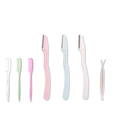 6 Pieces Ladies Face Razor Eyebrow Razor Shaper Shaver for Women and Men Eyebrow Comb Double Eyelid Fork