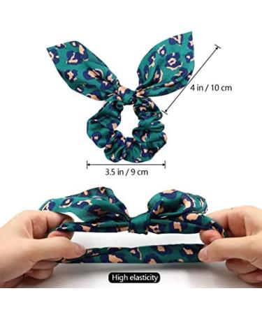 Bartosi Bow Hair Scrunchies - Rabbit Bunny Ear Hair Bands for Women - Pack of 4 Black Leopard - Fashion Hair Accessories - Buy Online on GoSupps.com