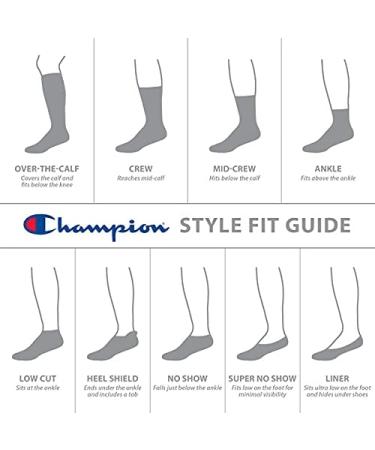 Champion Women's Double Dry Socks 6-Pack - Crew, Ankle, No Show - White/Grey/Black 5-9 - Buy Online on GoSupps.com
