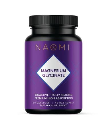 NAOMI Magnesium Glycinate - Bioactive Fully Reacted Premium High Absorption - Supports Muscle, Nerve, & Heart Health - Chelamax Magnesium Bisglycinate - 90 Capsules, 45 Day Supply