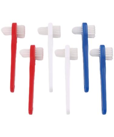 COHEALI Hand Tools Hand Tools Hand Tools 6Pcs Denture Brush Dual Head Toothbrushes Hard Denture Cleaning Brush Denture Cleaning Brush False Teeth Brush Toothbrush for False Teeth Cleaning Dentures Blue red white