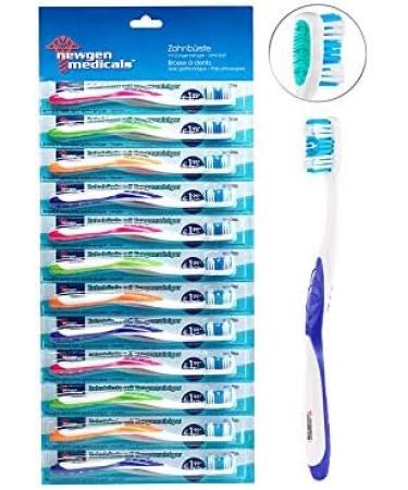 Newgen Medicals Toothbrush Large Pack - 12 Branded Toothbrushes with Tongue Cleaners Hard 4 Colors for Kids & Dental Care - Buy Online on GoSupps.com