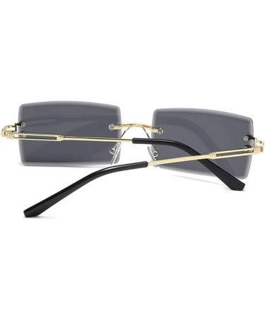Rimless Rectangular Sunglasses | Vintage Frameless Metal UV400 Eyewear for Square Faces - Buy Online on GoSupps.com