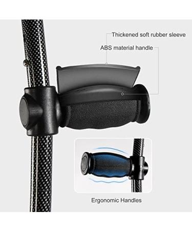 Folding Forearm Crutch Black Portable Hand Cane Walking Stick Adjustable Spring Shock-Absorbing Crutches for Seniors Disabled Lucky Star - Buy Online on GoSupps.com