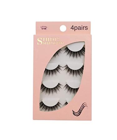 Buy Shidishangpin 3D Natural False Eyelashes - 4 Pairs Fluffy Handmade Volume Strips - Soft & Thick Makeup Cils #G107 - International Shipping Available - Buy Online on GoSupps.com