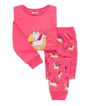 artie Baby Girls Comfortable Pyjamas for Kids Nightwear Children Footless 100% Cotton Long Sleeve Pjs Outfit Sets of 2 Pieces Pajamas for 12 Months to 8Years Old 12-24 Months Pink