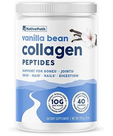 NativePath Collagen Peptides - Hydrolyzed Type 1 & 3 Collagen. Keto & Paleo Grass-Fed Protein Powder for Hair, Skin, Nails, Bones, Joints, Digestion and More - No Gluten or Dairy (Vanilla Bean, 228g)