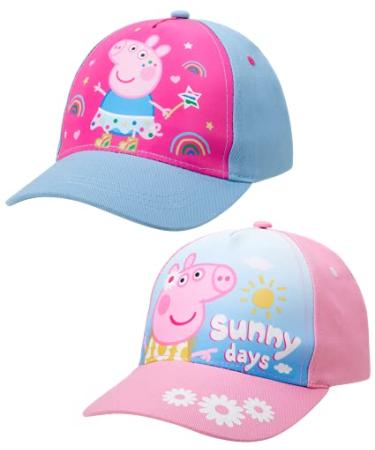 Hasbro Peppa Pig Baseball Cap  Girls Peppa Pig Curved Brim Snap-Back Hat (2 Pack) Peppa Pig Blue/Pink 2-4T