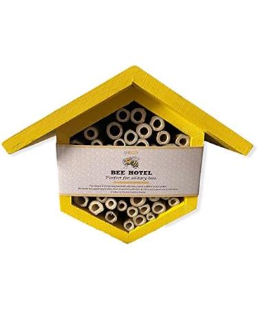 Bee Hotel with Wildflower Seeds - Boost Solitary Mason Bee Population with Yellow Bee House - Buy Online on GoSupps.com