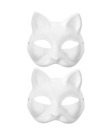 Magiclulu Cat mask 2 pieces Therian-Mask White Paper Fox Masks Empty Therian Masks Unlovered WolfStier Halbe DIY maskeremeke for masquerade cosplay costume