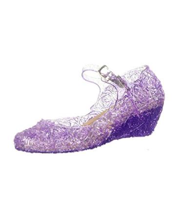 Kawai Peach Girls' Cute Sparkle Sandals Fancy Dress Up Jelly Party Dancing Cosplay Shoes 1 Little Kid Purple