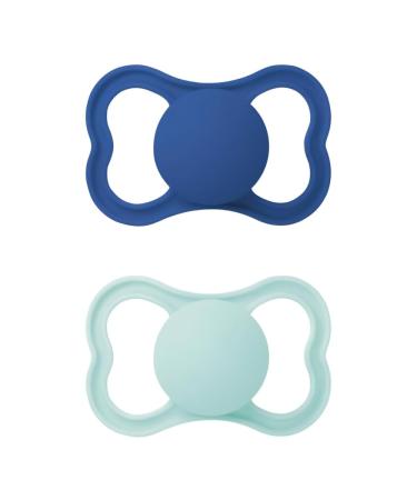MAM Air pacifiers in a set of 2 Skinsoft silicone with pacifier cover 16+ months light blue