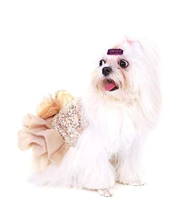 Dog Dress Pet Small Dog Clothes Sequins Silky Tutu Puppy Costume Dog Princess Elegant Skirt Wedding Costume (Gold M) - Buy Online on GoSupps.com