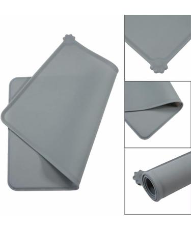 Emwel Dog & Cat Waterproof Non-Slip Silicone Feeding Mat 47x30cm - Gray - Perfect Pet Food & Water Bowl Underlay - Buy Online on GoSupps.com