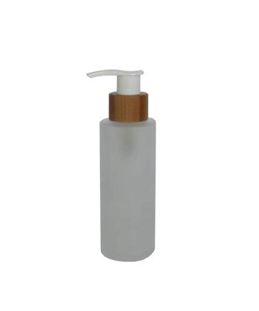 1 piece 100 ml / 3.4 ounce empty fulfillable frosted glass pump press bottle Lotion donor make-up container glass bottle holder pot with bamboo cap for emulsion essence serum