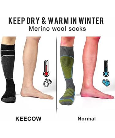 KEECOW Ski Socks - Men's Merino Wool Thermal Winter Socks | 2 Pairs for Snowboarding & Outdoor Sports - Buy Online on GoSupps.com