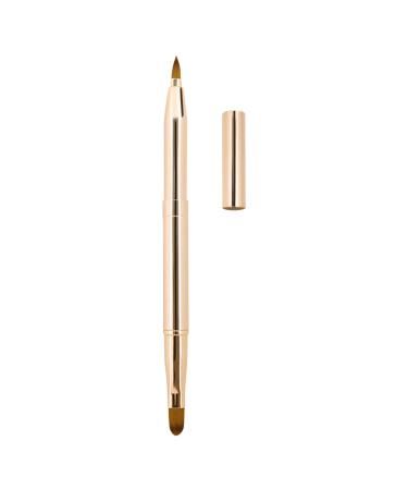 Arqumi Lip Makeup Brush Retractable Lip Brushes Double-Ended Lip Liner Brush Travel and Daily Use Lightweight Lipstick Gloss Eyeshadow Applicator with Protective Lid for Women Girls Gold Double Ended 1PCS Gold