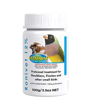 Vetafarm Ronivet 12% 100g Trichomoniasis Canker Treatment for Cage & Aviary Bird Gouldians Finches Canary's & Small Birds