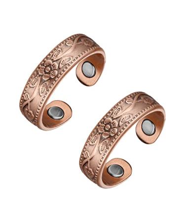 BioMag Magnetic Copper Rings for Men, Copper Ring Fingers Thumb Solid Pure Copper Jewelry Gift For Boyfriend Husband Father (Set of 2)