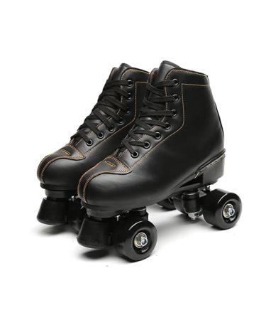 Outdoor Quad Skates Adult Youth Artistic Roller Skate Boots for Dance Training Competition Black 1 Size 37/9.25"