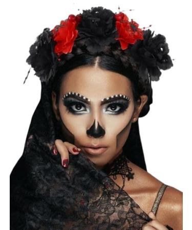 Fashband Halloween Flower Headband Black Rose Spider Headbands Crown Hair Band Party Day of the Dead Headpiece Cosplay Hair Accessories for Women