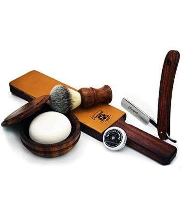 Premium Shaving Brush & Leather Strop Set | Wooden Bowl Soap & Paste for a Perfect Shave - International Shipping Available - Buy Online on GoSupps.com