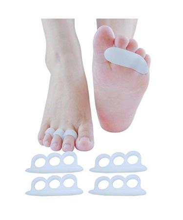 Welnove Hammer Toe Crests Straightener 4 Pcs Gel Toe Support Pads Cushion(3 Loops White) Relief for Overlapping-Curled-Hammer-Claw Toes