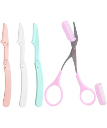 Eyebrow Razor for Women | Foldable Facial Shaver & Trimming Scissors | 3-Piece Dermaplaning Tool Set - Buy Online on GoSupps.com