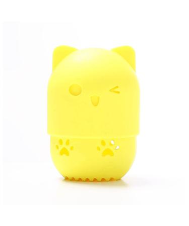 Makeup Sponge Makeup sponge holders Cosmetic Sponge puff Storage Box Portable travel washable Environmentally Silicone Makeup tool accessories Makeup Sponge Holder(Yellow)