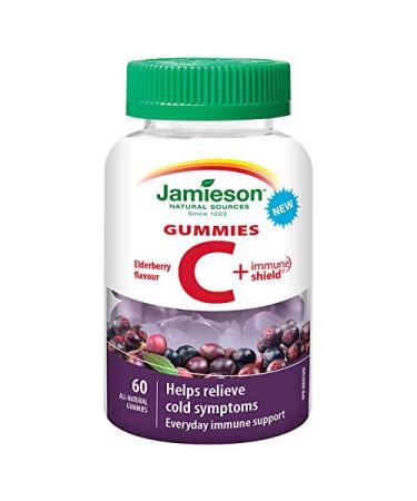 Jamieson Vitamin c + Immune Shield Gummies Elderberry Flavour 60 Count