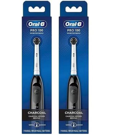 Oral-B Pro 100 Charcoal Battery Powered Electric Toothbrush Black (Pack of 2)